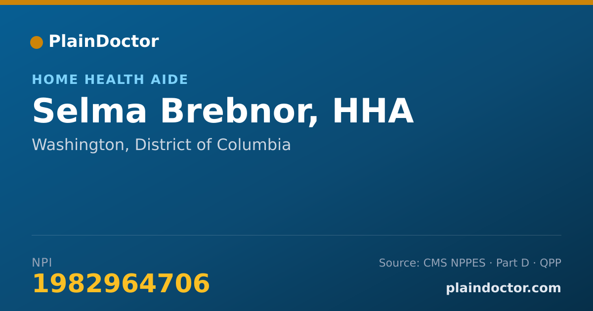 Shareable card for Selma Brebnor, HHA - Home Health Aide, Washington, DC