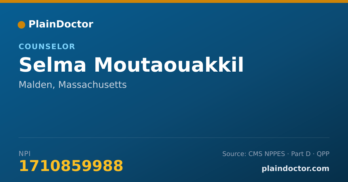 Shareable card for Selma Moutaouakkil - Counselor, Malden, MA