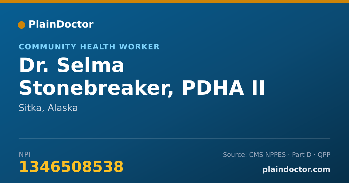 Shareable card for Selma Stonebreaker, PDHA II - Community Health Worker, Sitka, AK