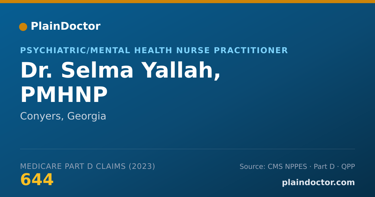 Shareable card for Selma Yallah, PMHNP - Psychiatric/Mental Health Nurse Practitioner, Conyers, GA