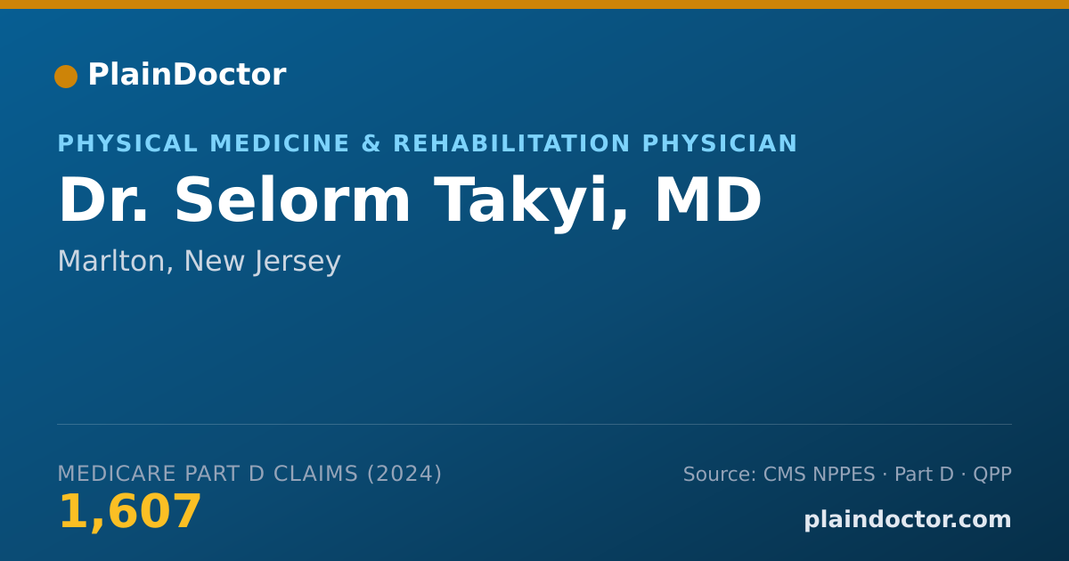 Shareable card for Selorm Takyi, MD - Physical Medicine & Rehabilitation Physician, Marlton, NJ