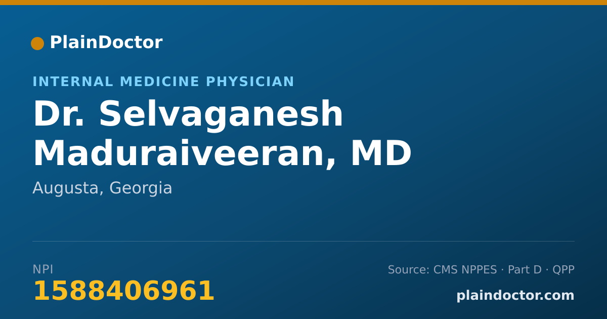 Shareable card for Selvaganesh Maduraiveeran, MD - Internal Medicine Physician, Augusta, GA