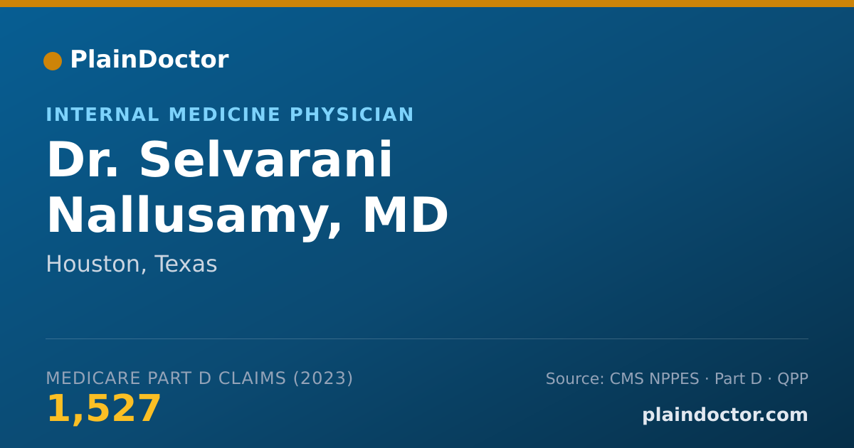 Shareable card for Selvarani Nallusamy, MD - Internal Medicine Physician, Houston, TX