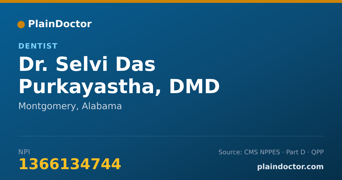 Shareable card for Selvi Das Purkayastha, DMD - Dentist, Montgomery, AL