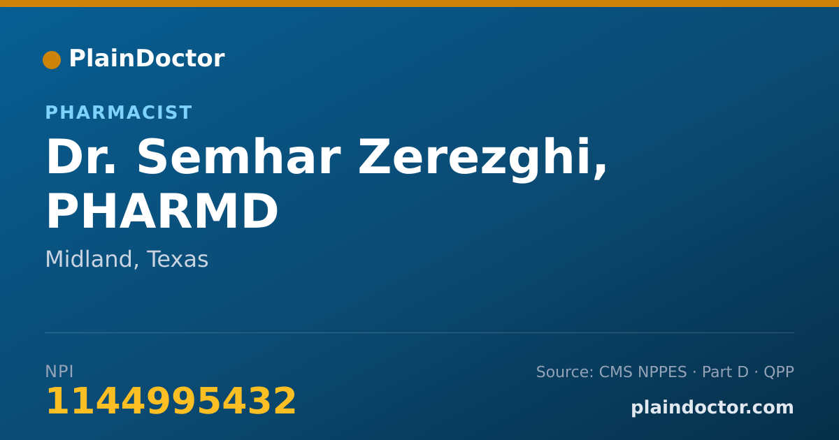 Shareable card for Semhar Zerezghi, PHARMD - Pharmacist, Midland, TX