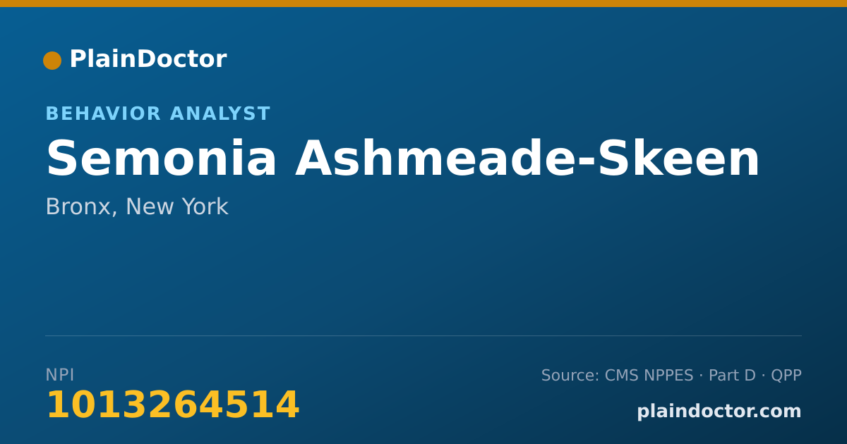 Shareable card for Semonia Ashmeade-Skeen - Behavior Analyst, Bronx, NY