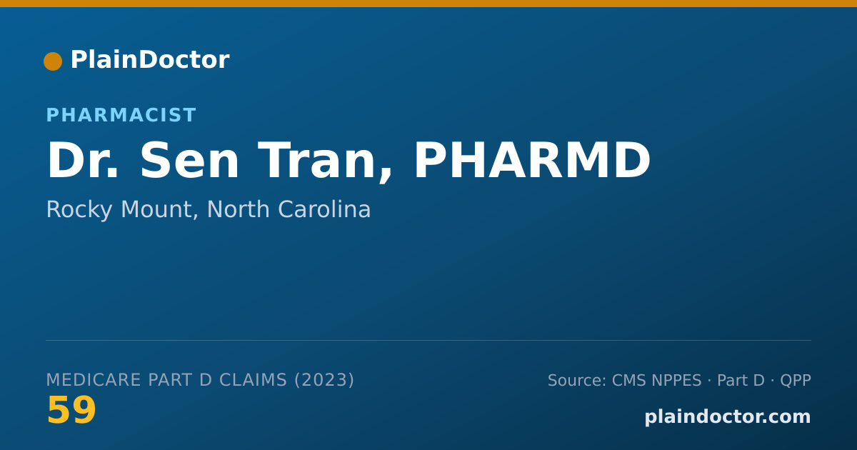 Shareable card for Sen Tran, PHARMD - Pharmacist, Rocky Mount, NC
