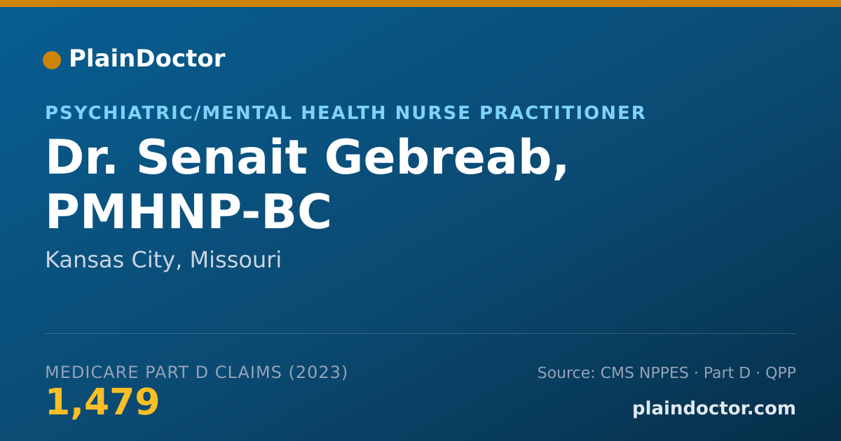 Shareable card for Senait Gebreab, PMHNP-BC - Psychiatric/Mental Health Nurse Practitioner, Kansas City, MO