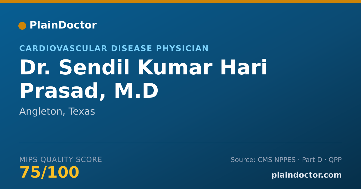 Shareable card for Sendil Kumar Hari Prasad, M.D - Internal Medicine Physician, Angleton, TX