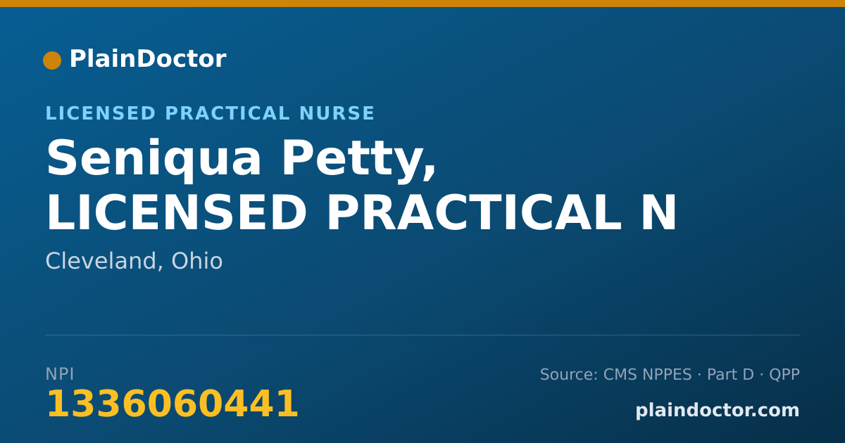Shareable card for Seniqua Petty, LICENSED PRACTICAL N - Licensed Practical Nurse, Cleveland, OH