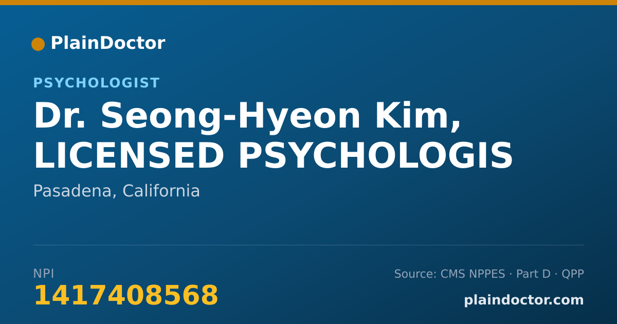 Shareable card for Seong-Hyeon Kim, LICENSED PSYCHOLOGIS - Psychologist, Pasadena, CA
