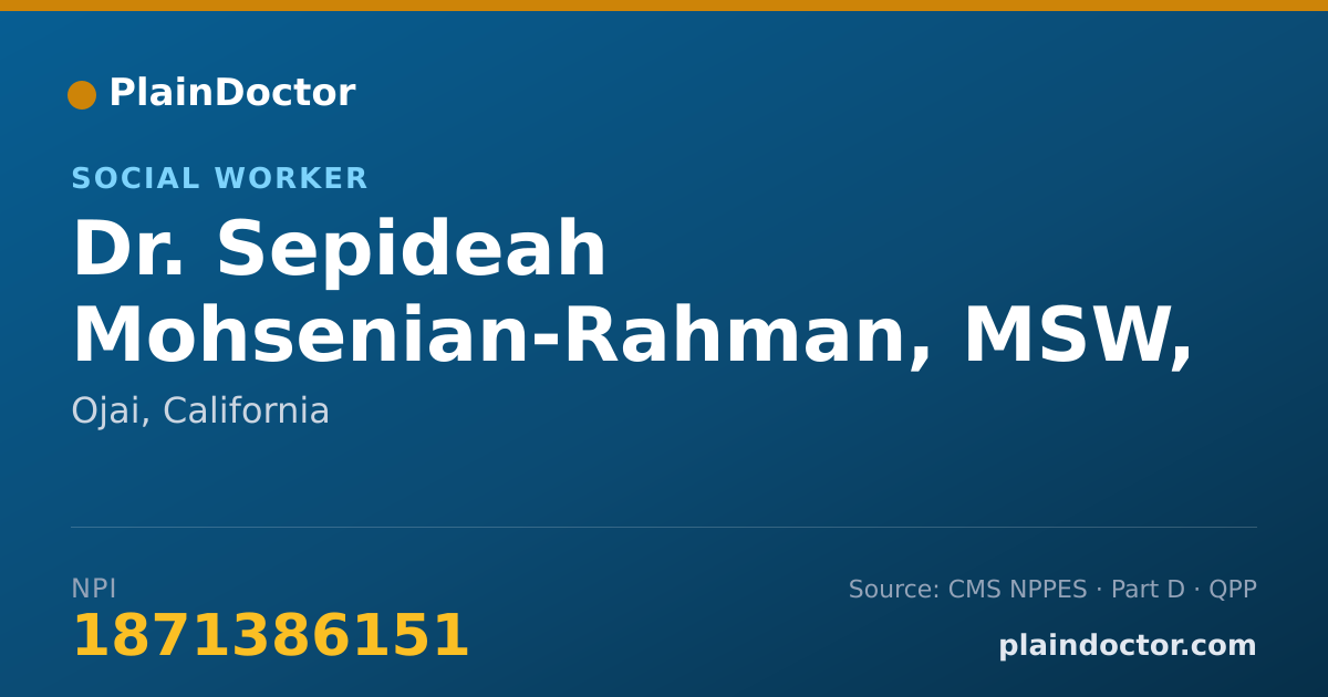 Shareable card for Sepideah Mohsenian-Rahman, MSW, ASW - Social Worker, Ojai, CA