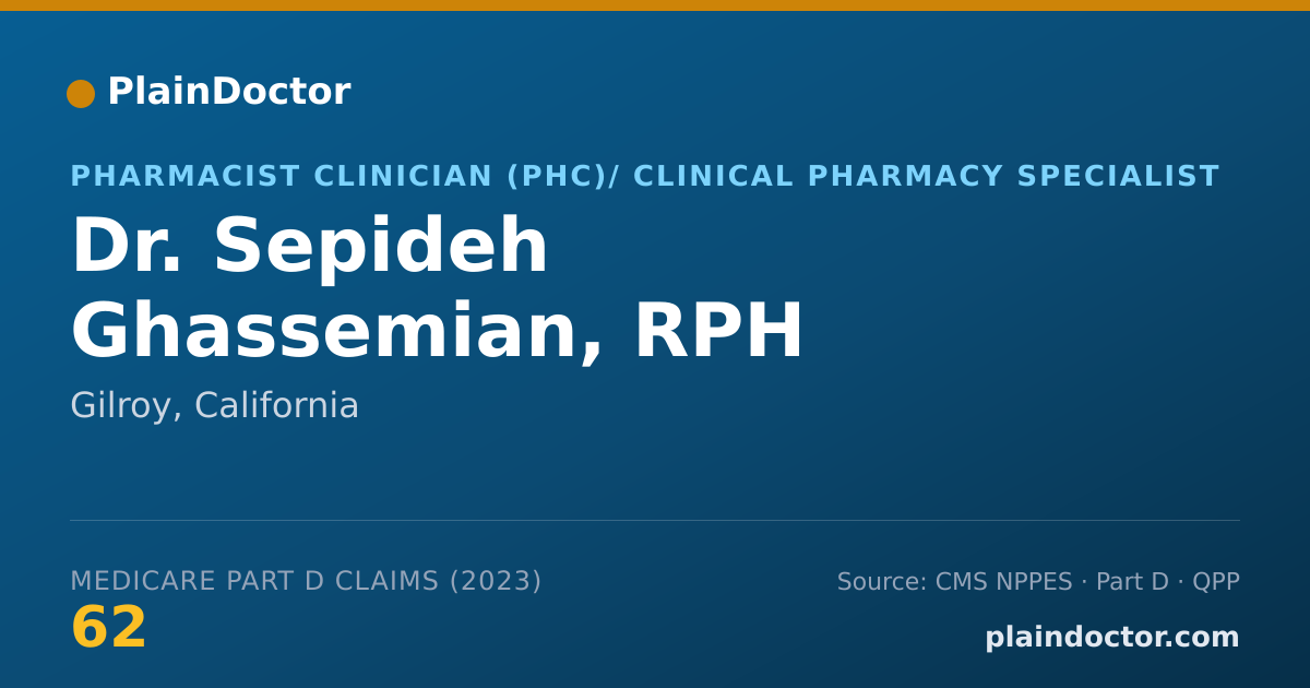 Shareable card for Sepideh Ghassemian, RPH - Pharmacist Clinician (PhC)/ Clinical Pharmacy Specialist, Gilroy, CA