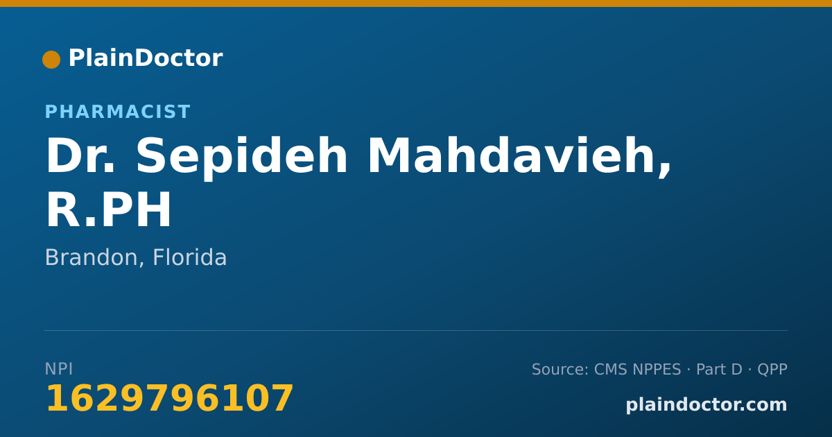 Shareable card for Sepideh Mahdavieh, R.PH - Pharmacist, Brandon, FL
