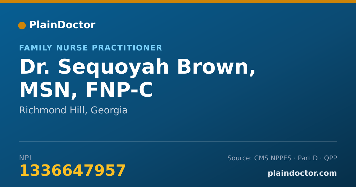 Shareable card for Sequoyah Brown, MSN, FNP-C - Family Nurse Practitioner, Richmond Hill, GA