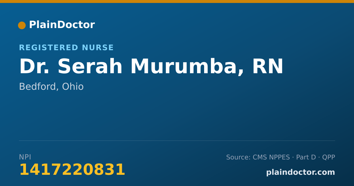 Shareable card for Serah Murumba, RN - Registered Nurse, Bedford, OH