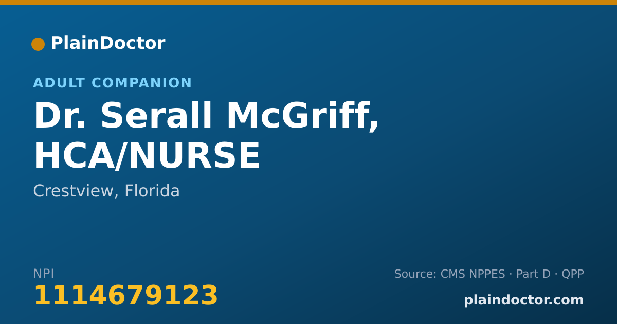 Shareable card for Serall McGriff, HCA/NURSE - Adult Companion, Crestview, FL