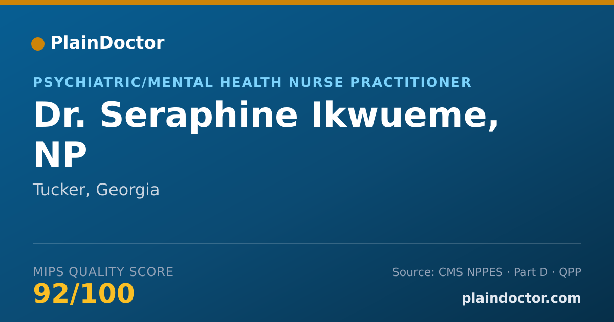 Shareable card for Seraphine Ikwueme, NP - Psychiatric/Mental Health Nurse Practitioner, Tucker, GA