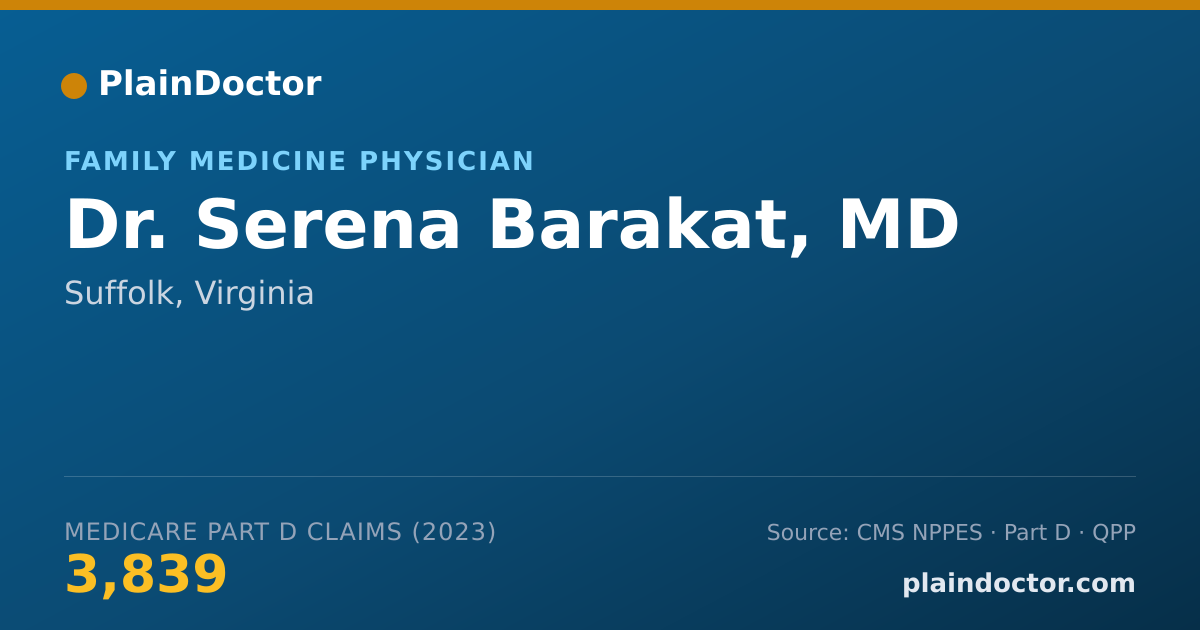 Shareable card for Serena Barakat, MD - Family Medicine Physician, Suffolk, VA