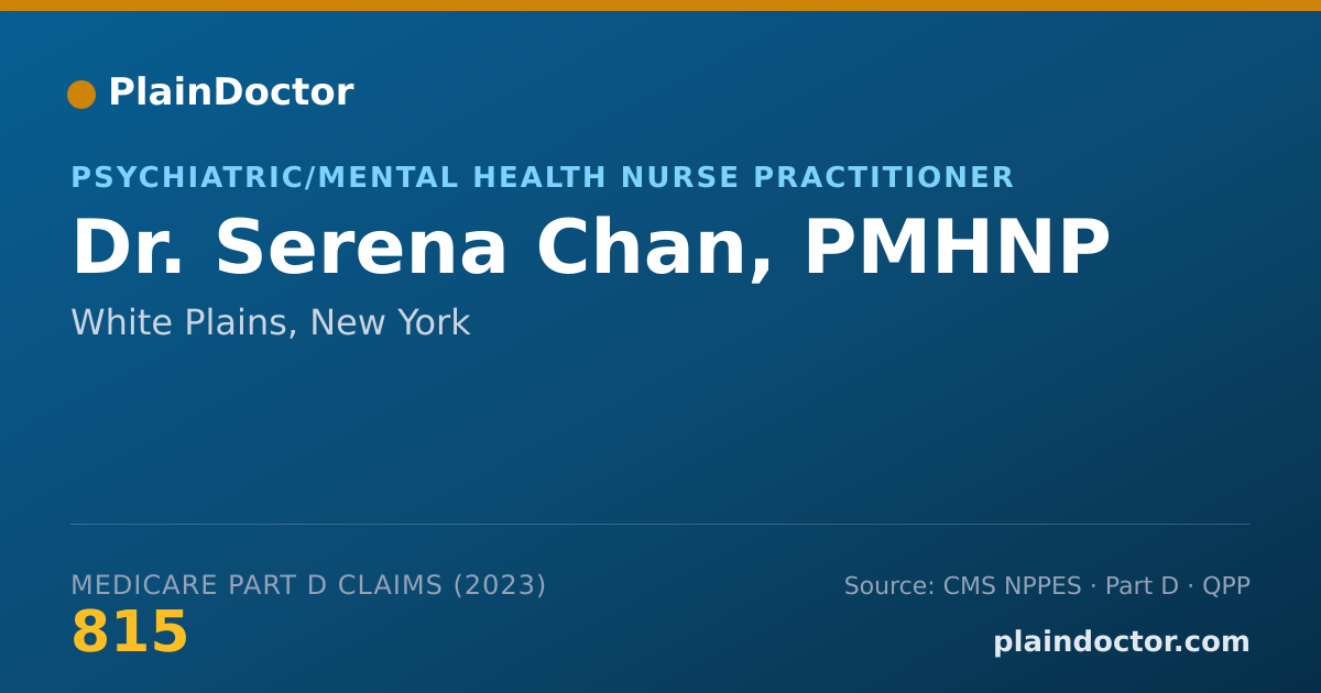 Shareable card for Serena Chan, PMHNP - Psychiatric/Mental Health Nurse Practitioner, White Plains, NY
