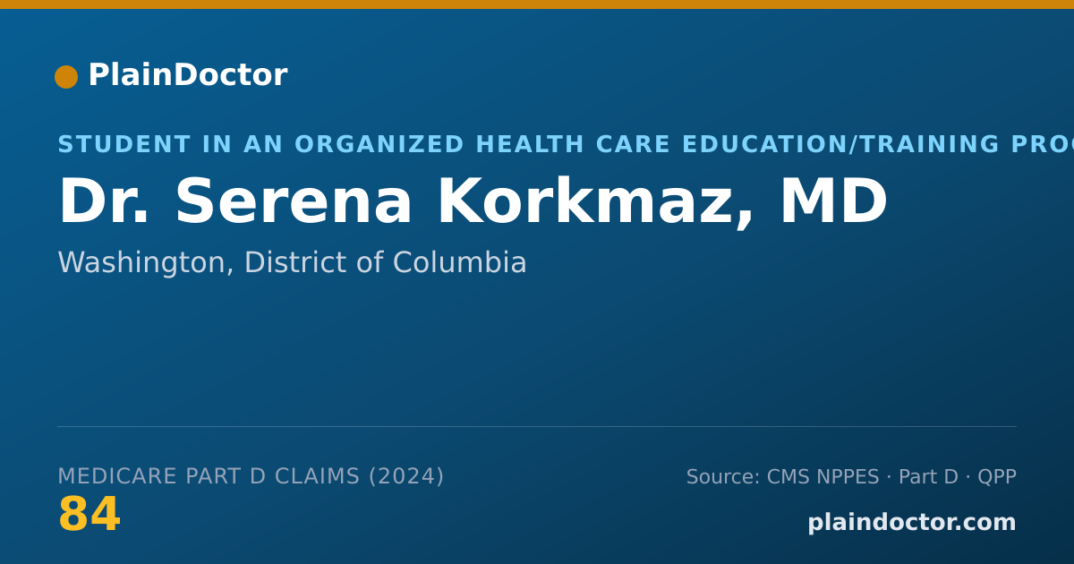 Shareable card for Serena Korkmaz, MD - Student in an Organized Health Care Education/Training Program, Washington, DC