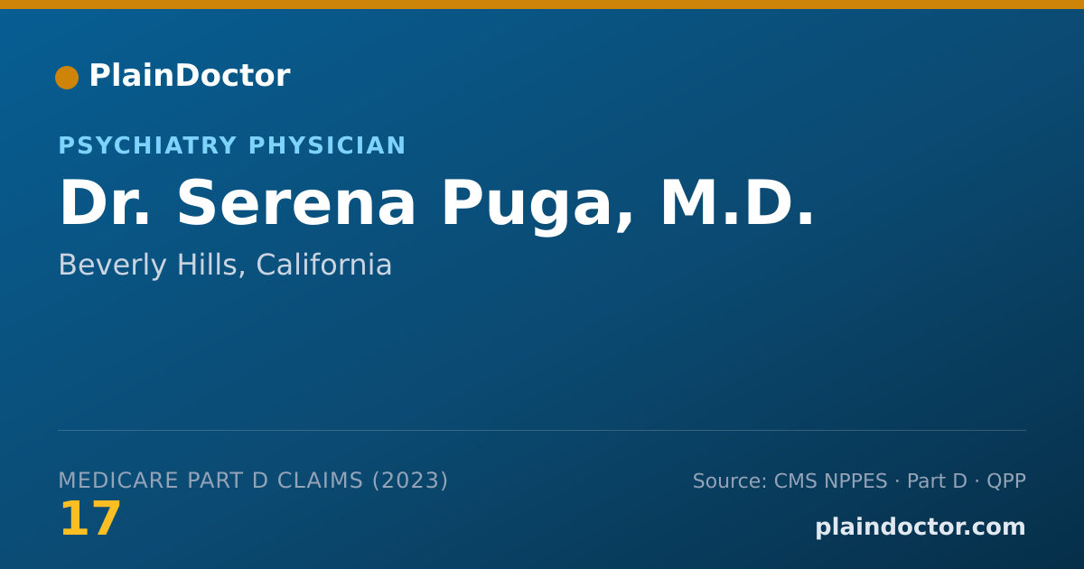 Shareable card for Serena Puga, M.D. - Psychiatry Physician, Beverly Hills, CA