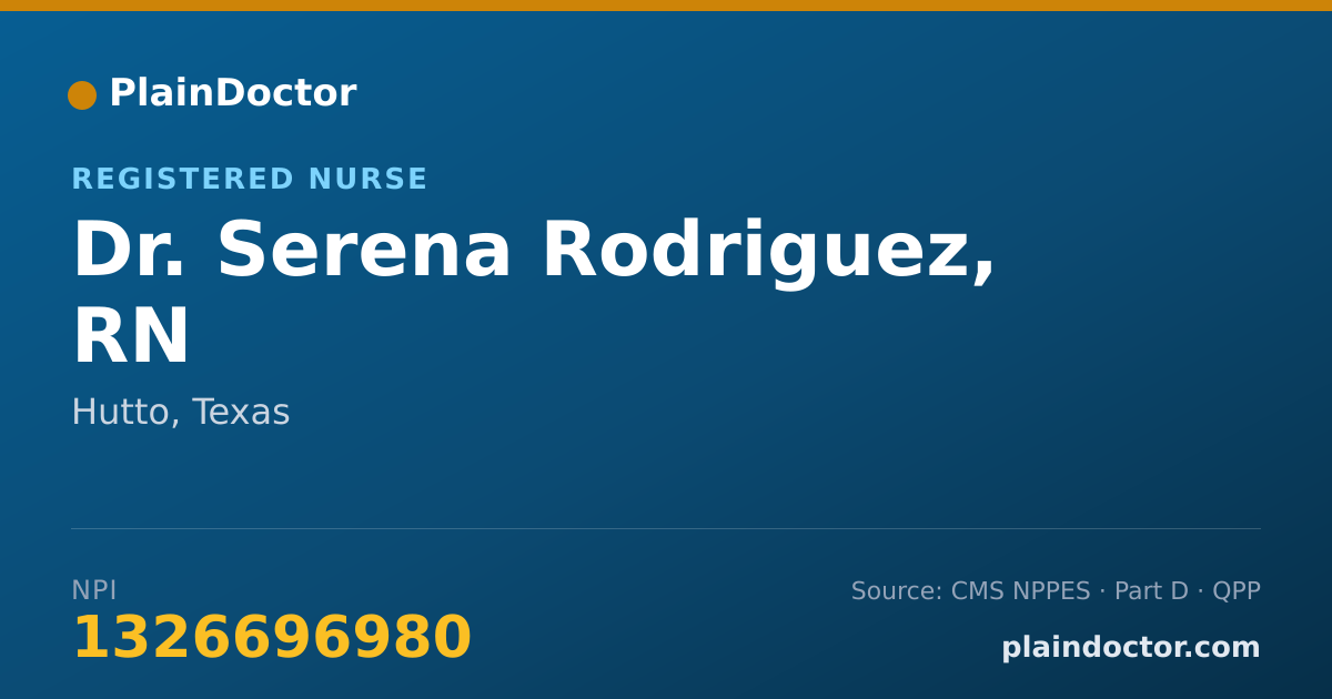 Shareable card for Serena Rodriguez, RN - Registered Nurse, Hutto, TX