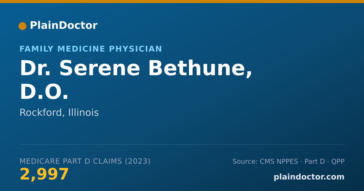 Shareable card for Serene Bethune, D.O. - Family Medicine Physician, Rockford, IL