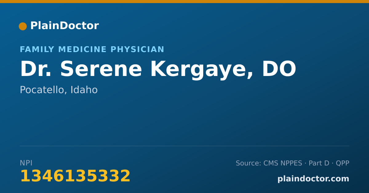 Shareable card for Serene Kergaye, DO - Family Medicine Physician, Pocatello, ID