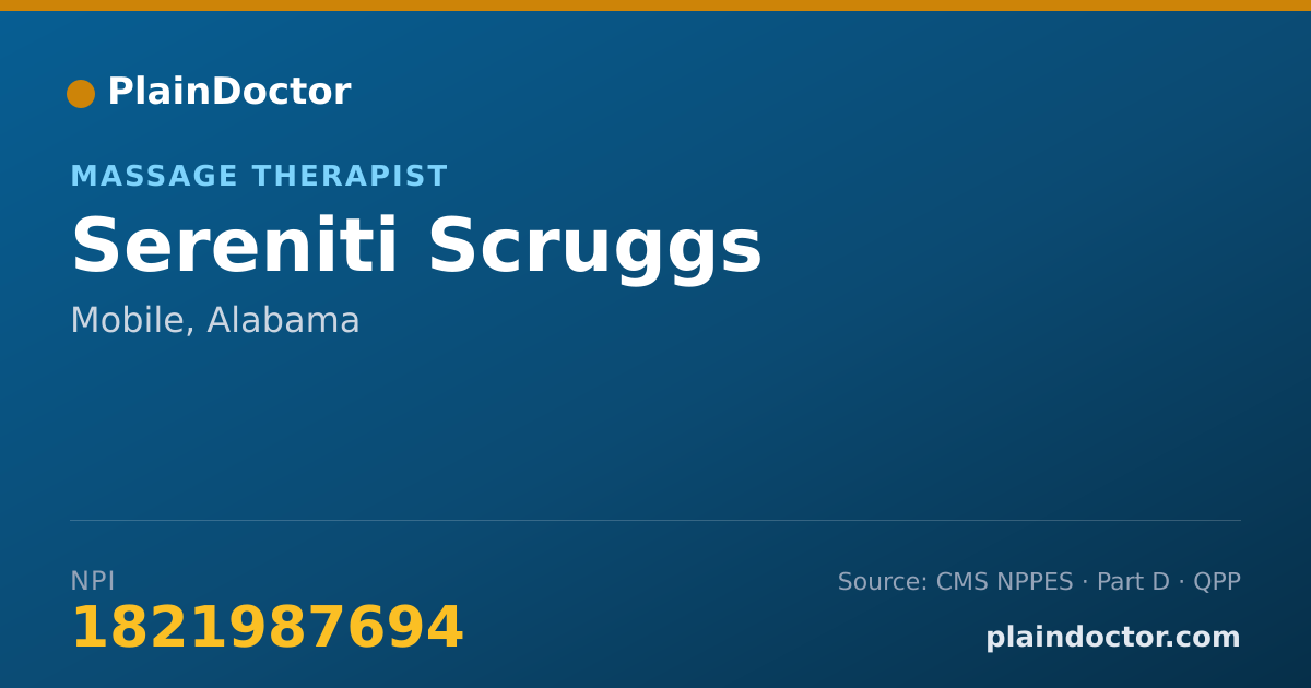 Shareable card for Sereniti Scruggs - Massage Therapist, Mobile, AL