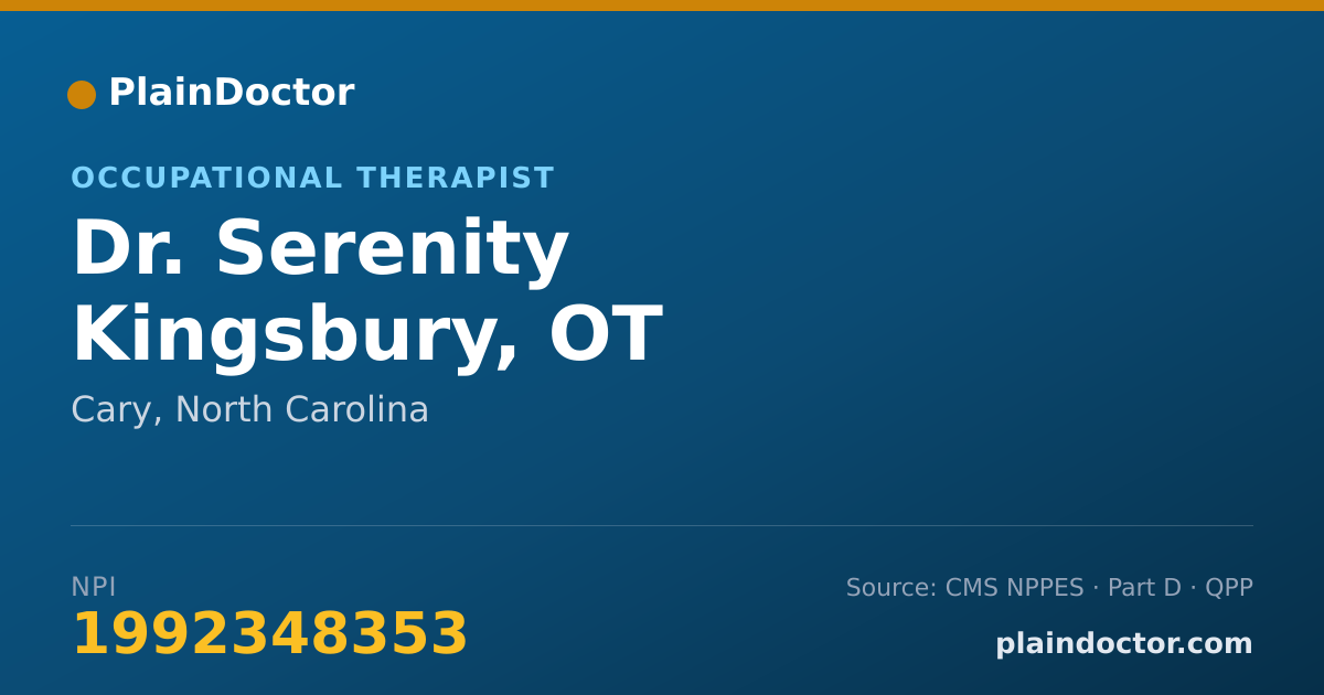 Shareable card for Serenity Kingsbury, OT - Occupational Therapist, Cary, NC