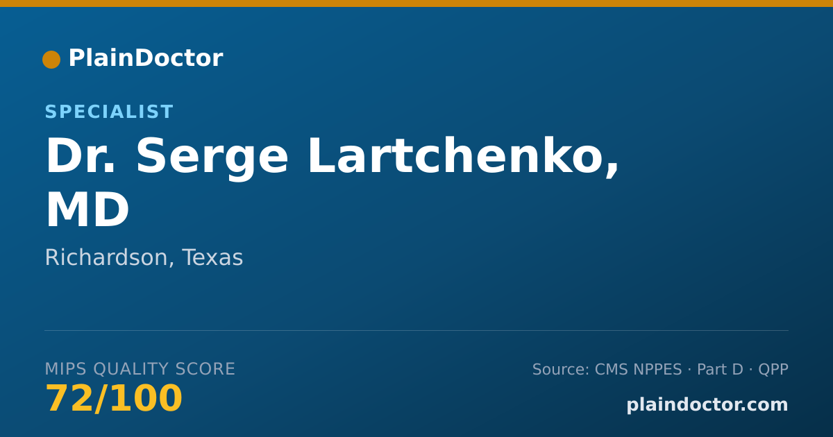 Shareable card for Serge Lartchenko, MD - Specialist, Richardson, TX