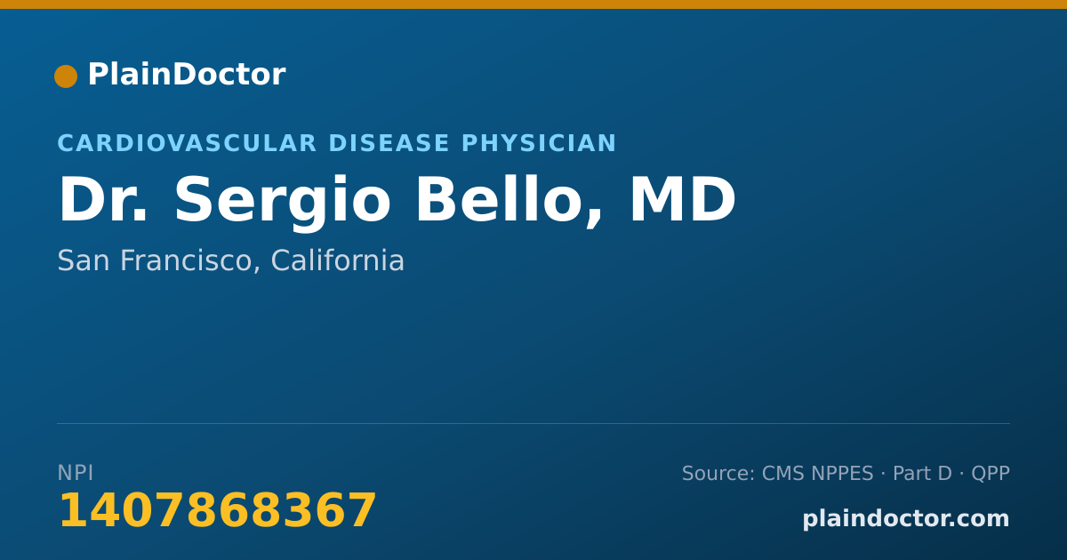 Shareable card for Sergio Bello, MD - Cardiovascular Disease Physician, San Francisco, CA