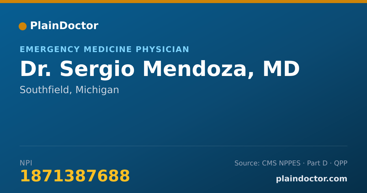 Shareable card for Sergio Mendoza, MD - Emergency Medicine Physician, Southfield, MI