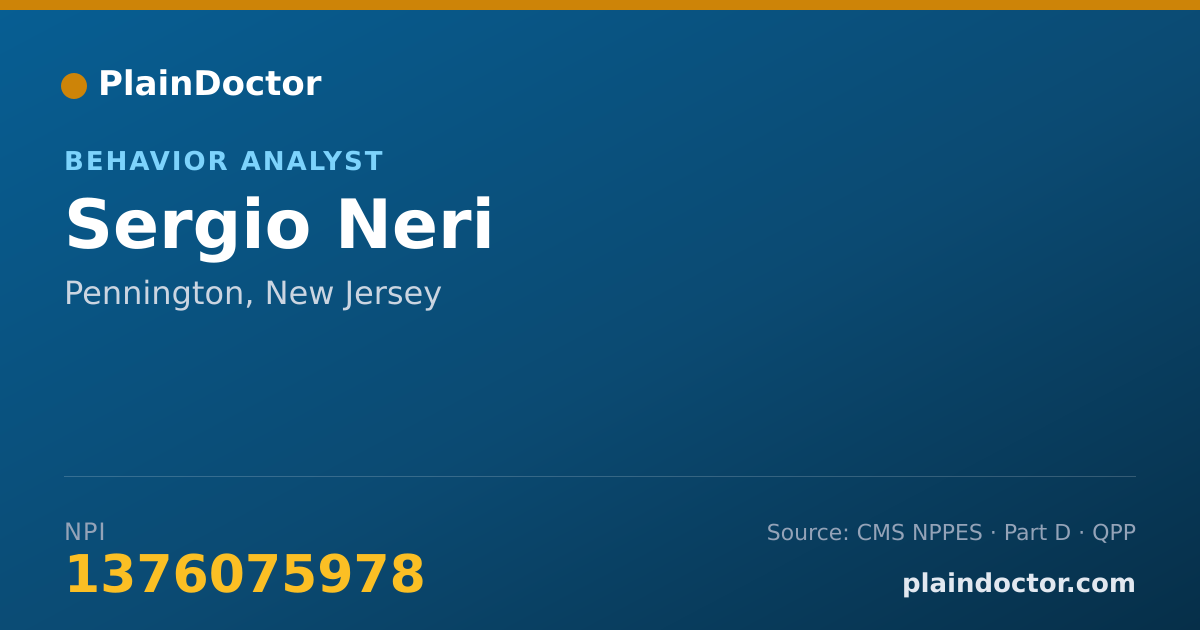 Shareable card for Sergio Neri - Behavior Analyst, Pennington, NJ