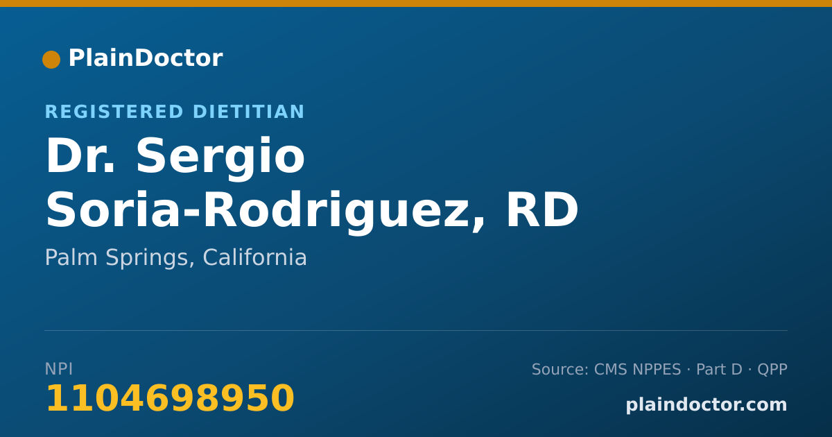 Shareable card for Sergio Soria-Rodriguez, RD - Registered Dietitian, Palm Springs, CA
