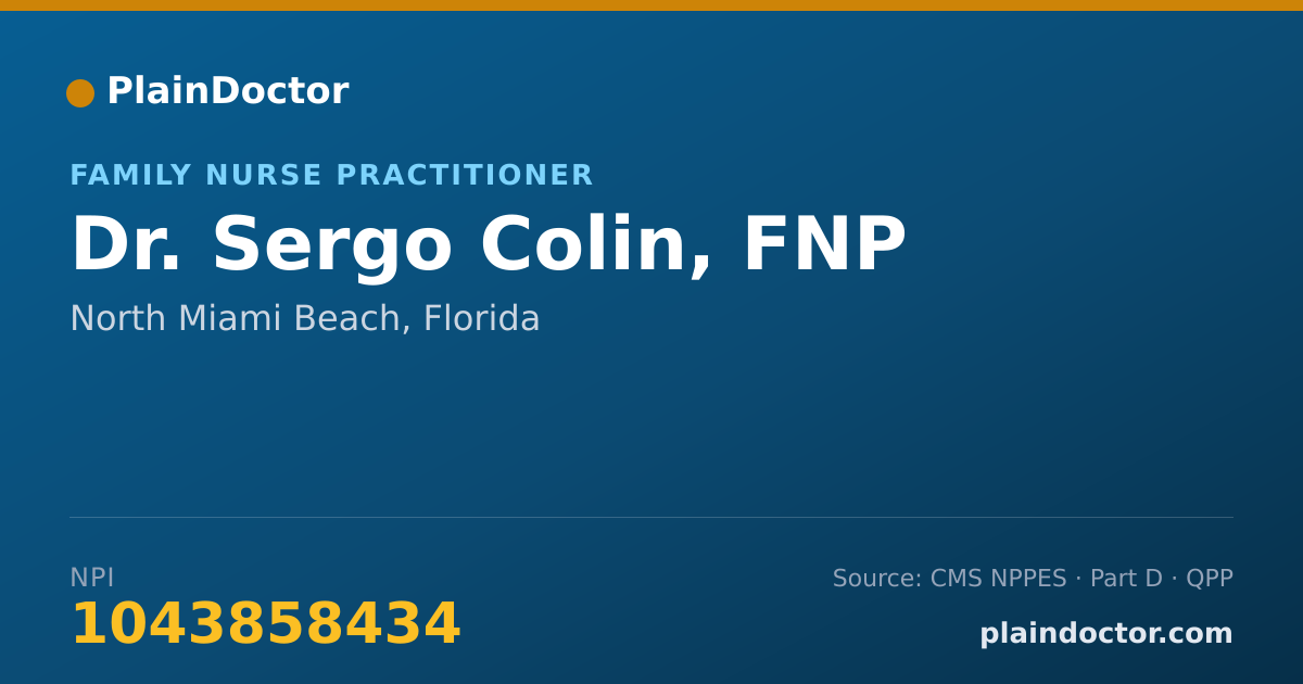 Shareable card for Sergo Colin, FNP - Family Nurse Practitioner, North Miami Beach, FL