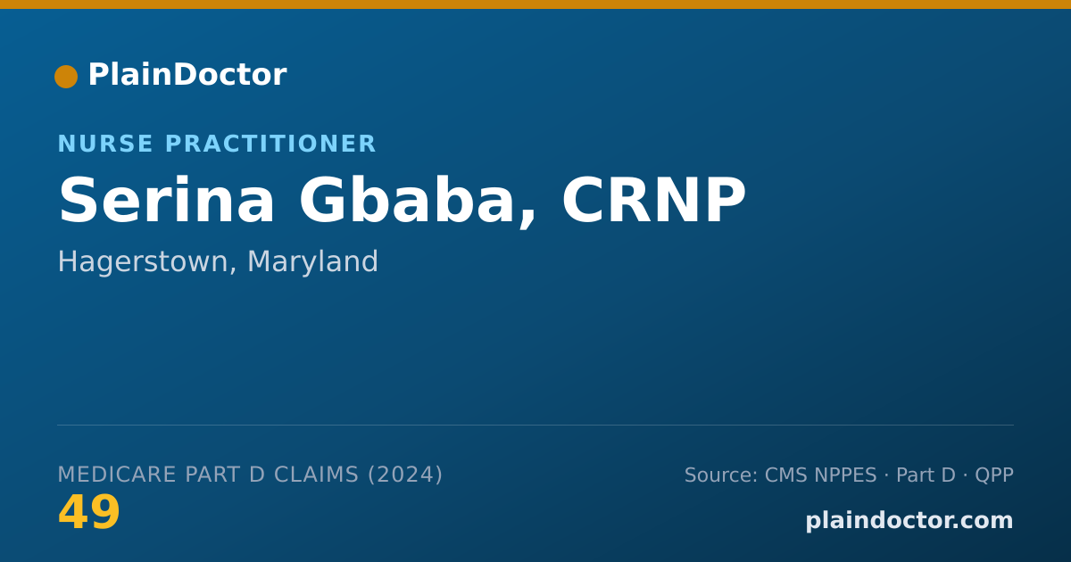 Shareable card for Serina Gbaba, CRNP - Nurse Practitioner, Hagerstown, MD