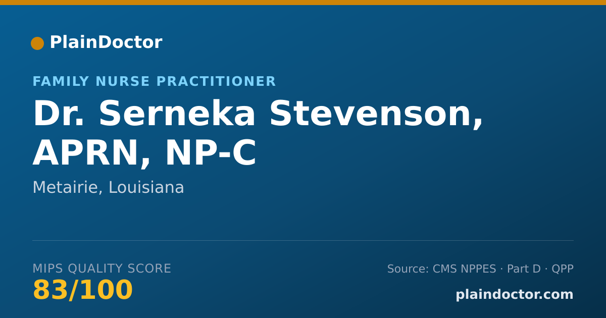 Shareable card for Serneka Stevenson, APRN, NP-C - Family Nurse Practitioner, Metairie, LA
