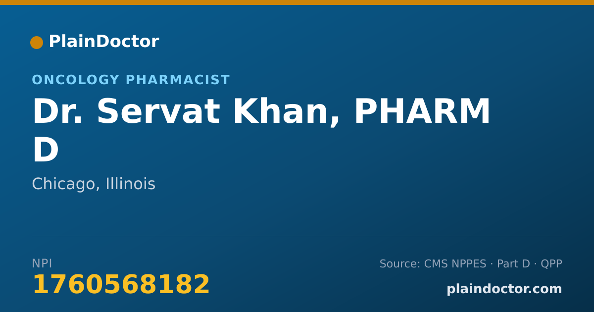 Shareable card for Servat Khan, PHARM D - Pharmacist, Chicago, IL
