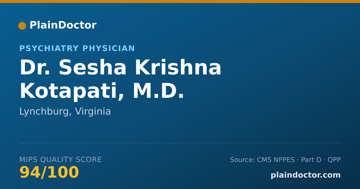Shareable card for Sesha Krishna Kotapati, M.D. - Psychiatry Physician, Lynchburg, VA