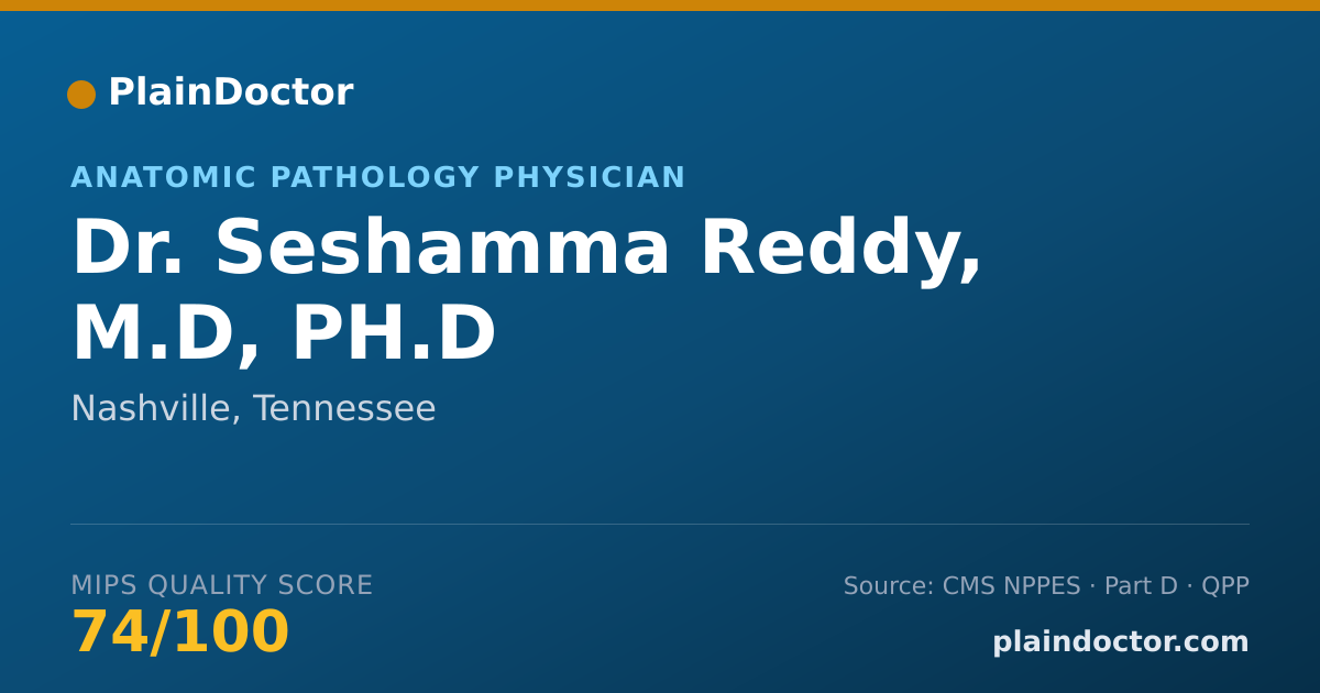 Shareable card for Seshamma Reddy, M.D, PH.D - Anatomic Pathology Physician, Nashville, TN