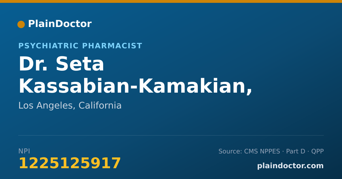 Shareable card for Seta Kassabian-Kamakian, PHARM.D. - Psychiatric Pharmacist, Los Angeles, CA