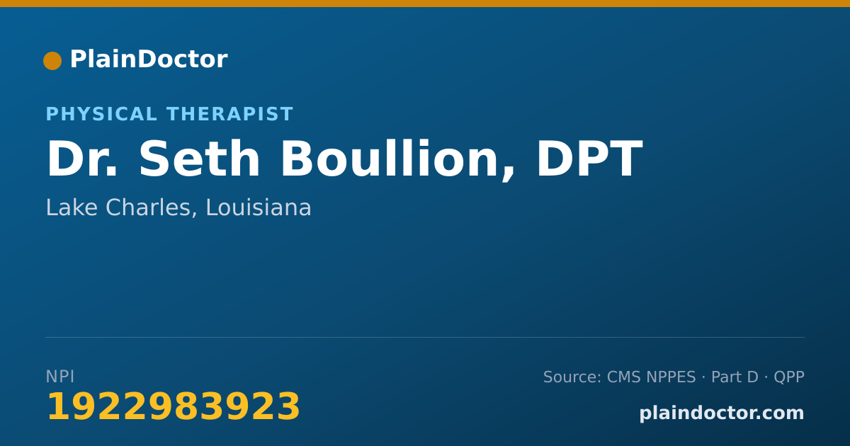 Shareable card for Seth Boullion, DPT - Physical Therapist, Lake Charles, LA