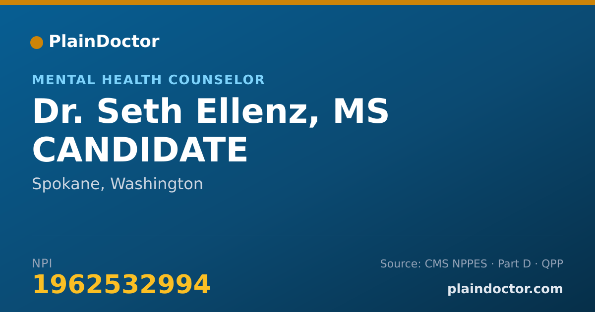 Shareable card for Seth Ellenz, MS CANDIDATE - Mental Health Counselor, Spokane, WA