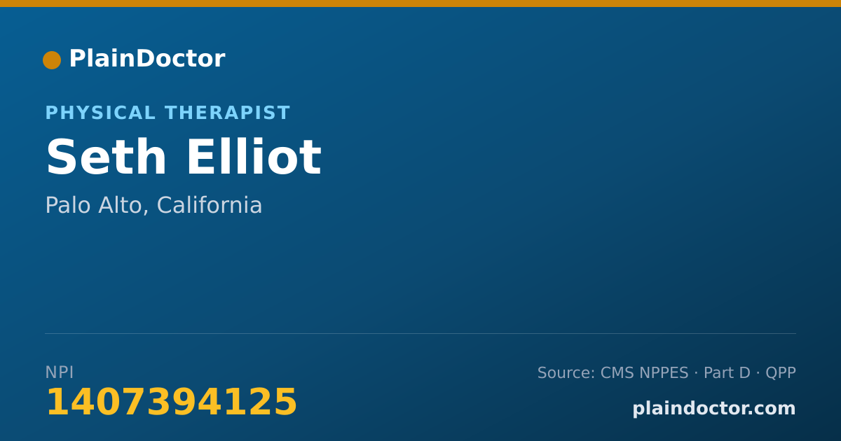 Shareable card for Seth Elliot - Physical Therapist, Palo Alto, CA