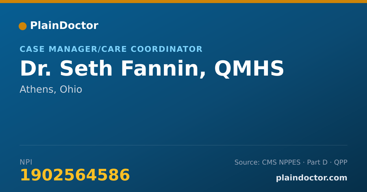 Shareable card for Seth Fannin, QMHS - Case Manager/Care Coordinator, Athens, OH