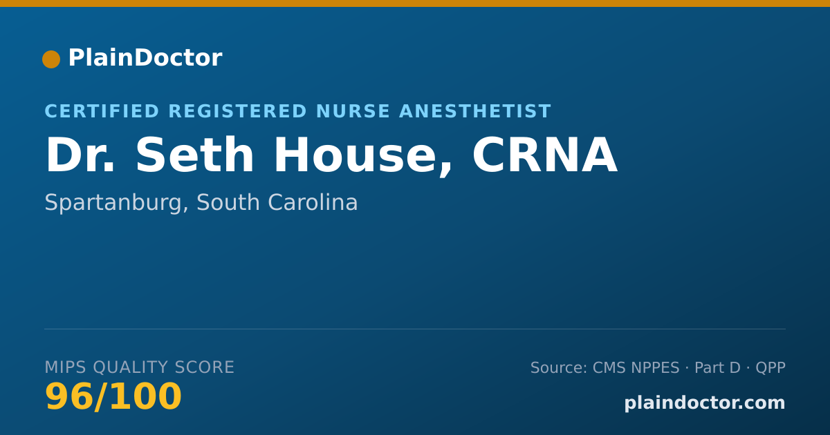 Shareable card for Seth House, CRNA - Certified Registered Nurse Anesthetist, Spartanburg, SC