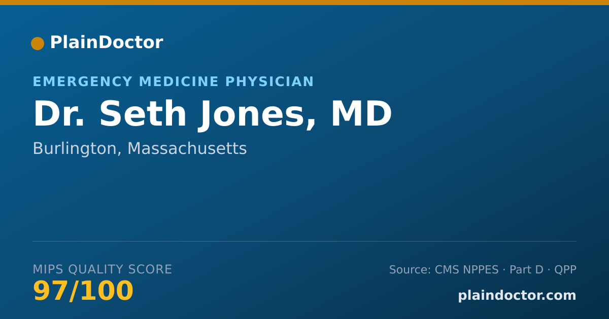 Shareable card for Seth Jones, MD - Emergency Medicine Physician, Burlington, MA