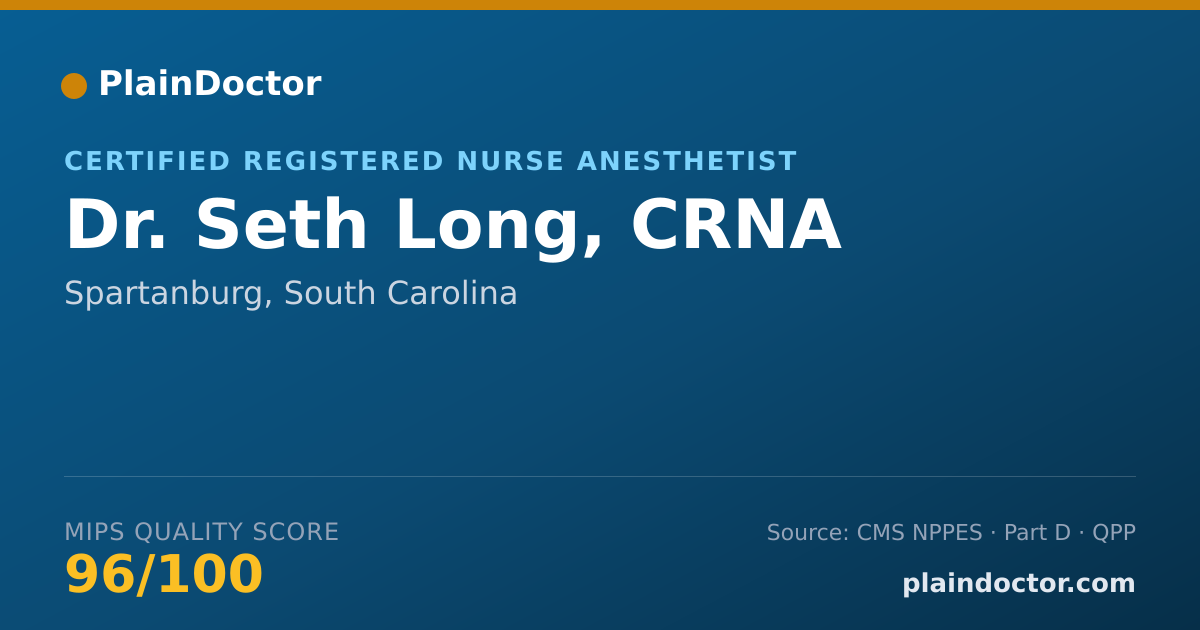 Shareable card for Seth Long, CRNA - Certified Registered Nurse Anesthetist, Spartanburg, SC